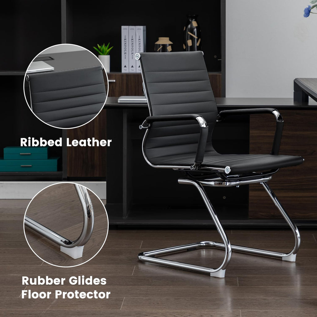 Boiskom Office Guest Reception Chair Set of 4, Conference Room Chairs Waiting Room Chairs 4 Pack, Modern Leather Office Desk Chair No
