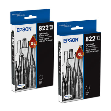 Epson 822XL Black Ink Cartridges 2/Pack Bundle | Works with WF-3820, WF-3823, WF-4820, WF-4830, WF-4833, WF-4834