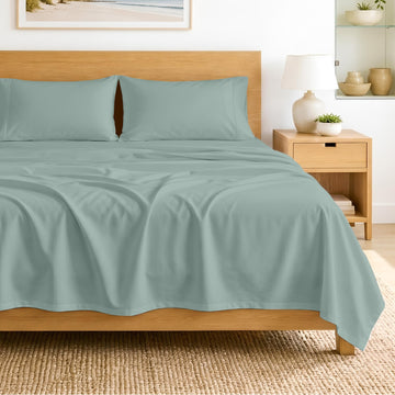 SGI bedding 100% Egyptian Cotton Sheets Twin XL Size – 600 Thread Count Sheets Set, Soft, Cooling, 15" Deep Pocket, Luxury Hotel Bedding, Breathable, Durable - Aqua Green