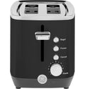 GE 2 Slice Black Stainless Steel Toaster, Extra Wide Slots for Toasting Bagels, Breads, Waffles & More, 7 Adjustable Shade Settings, Removable Crumb Tray, Countertop Kitchen Essentials, 850 Watts