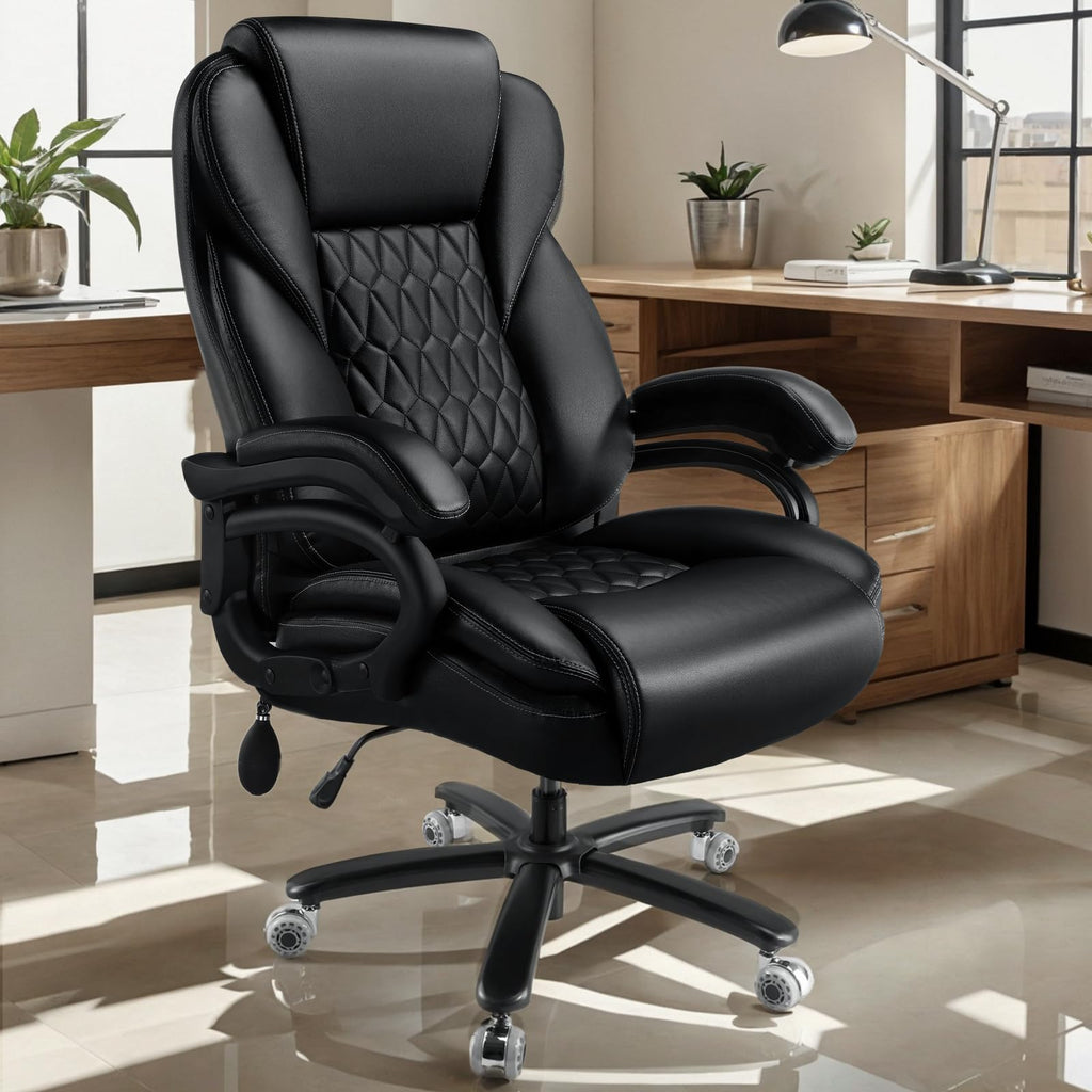 Famsway 600lbs Big and Tall Office Chair with Pocket Spring Cushion, Heavy Duty Office Chair for Low Back Pain Relief, Large Executive Office
