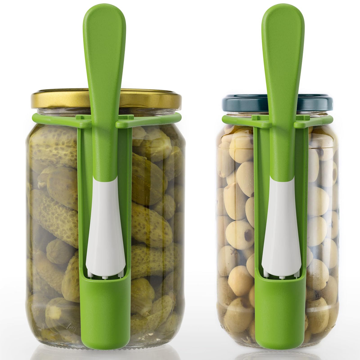 2 Pack Pickle & Olive Fork for Jar, 304 Stainless Steel Food Grabber Tool, Kitchen Gift, Green