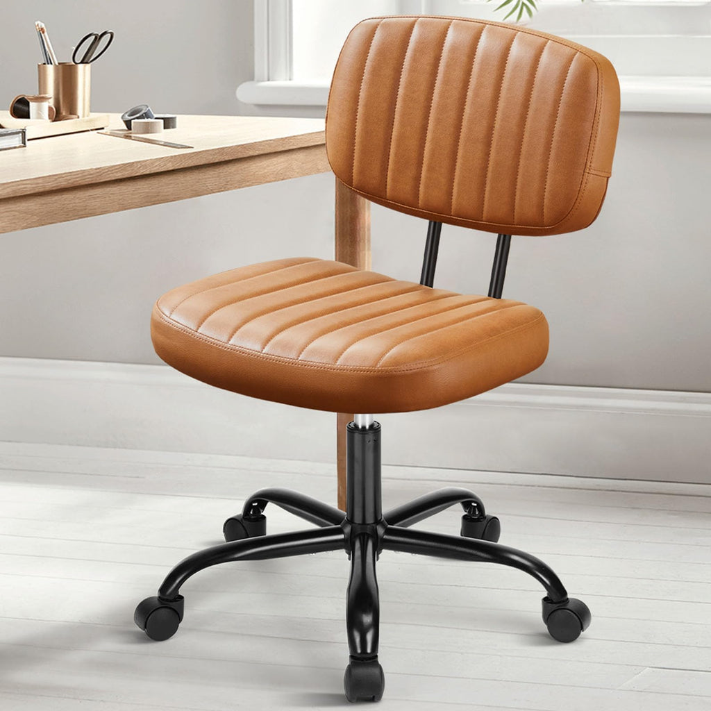 Dumos Small Desk Chair, Home Office Chair, Lumbar Support, Brown
