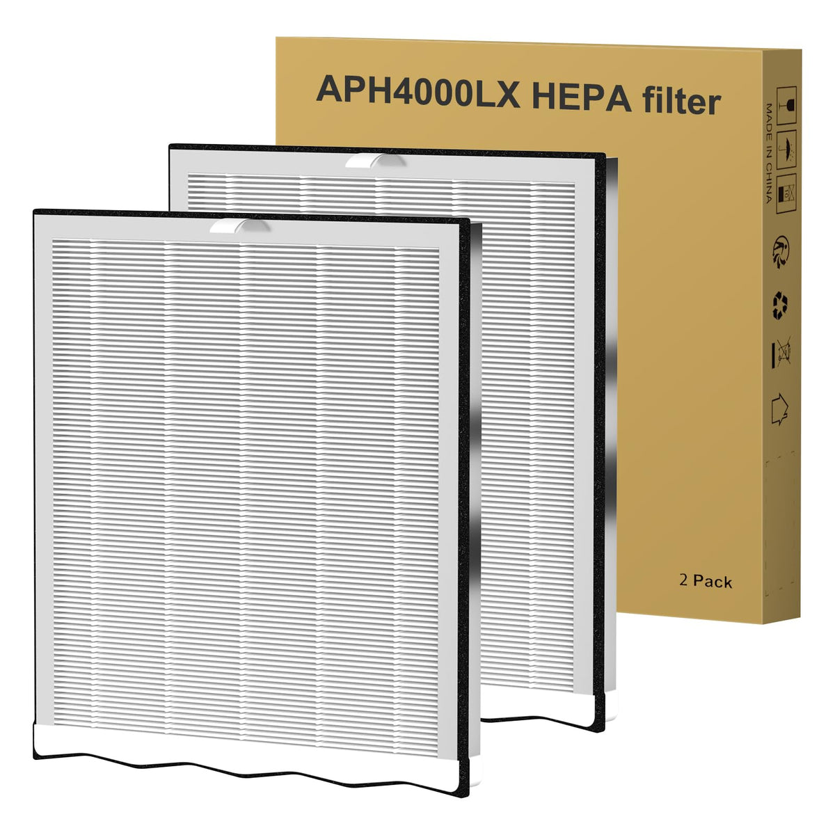 APH4000 Replacement Filter Compatible with KNKA APH4000, 2 Pack | H13 True HEPA, Activated Carbon, High-Efficiency Filter, Part No. APH4000LX
