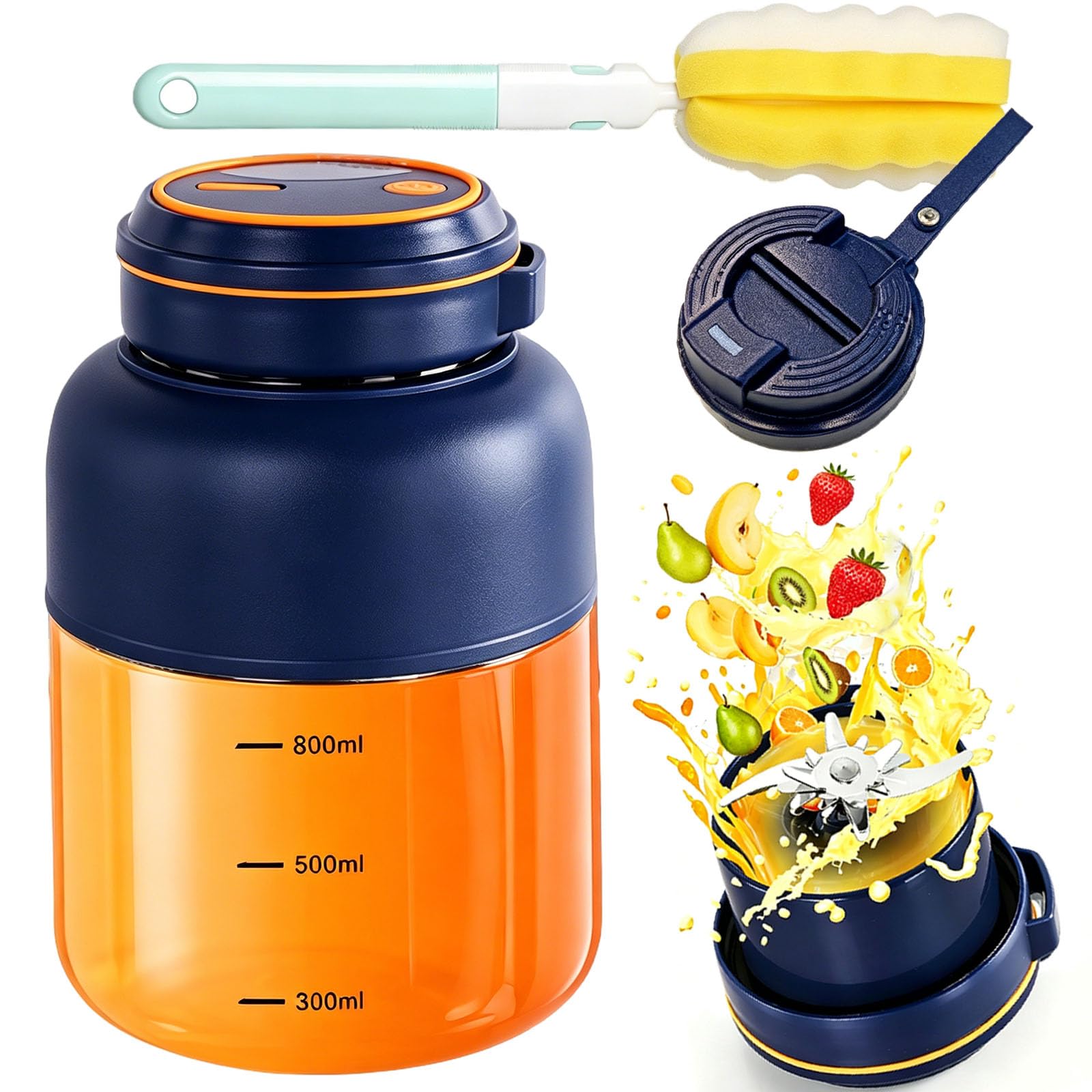 Portable Wireless Juicer Cup, 2026 Upgraded ?28/45 Oz Portable Electric Juicer Cup with 38-Blades, Rechargeable Usb Fresh Juice Blender for Fruits & Vegetables (blue-44oz)