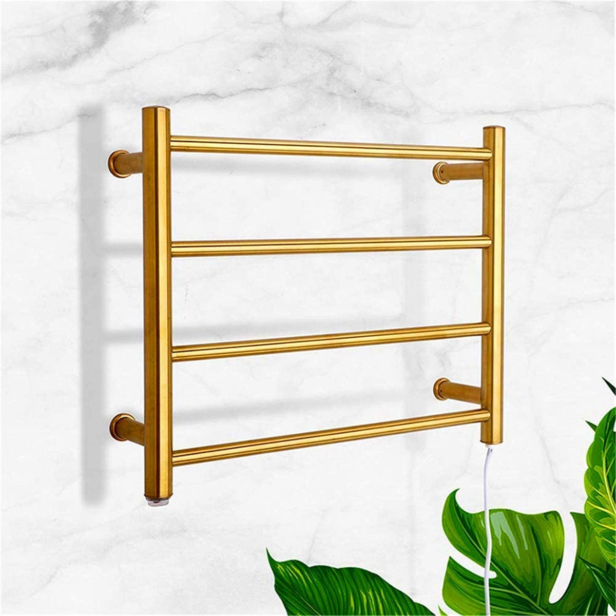 LUNEZY Heated Towel Rail Rails Towel Warmer,Electric Towel Drying Rack,Wall Mounted Hard-Wired/Plug-in Straight Towel Warmer Electric Heated Towel Bars for Bathroom Stainless Steel 4 Bars