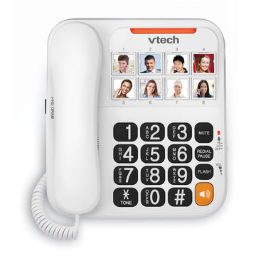 VTech SN1117 Corded Senior Phone for Elderly | 8 Photo Speed Dial, High-Contrast Large Buttons, Talking Digits, Visual Ringer