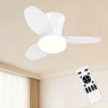 Small Ceiling Fan with Light Flush Mount White Fan Lights with Remote Control Dimmable Led Ceiling Light Fixture 3 Fan Flaps for Kids Bedroom Living Room Garage Kitchen Modern 25 Inch