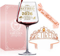 Retirement Gifts for Women her 2026-retired gifts for women 15oz Retired wine glasses with RETIRED Crown & Sash,Retirement Party Decorations & Happy Farewell Gifts for Coworkers