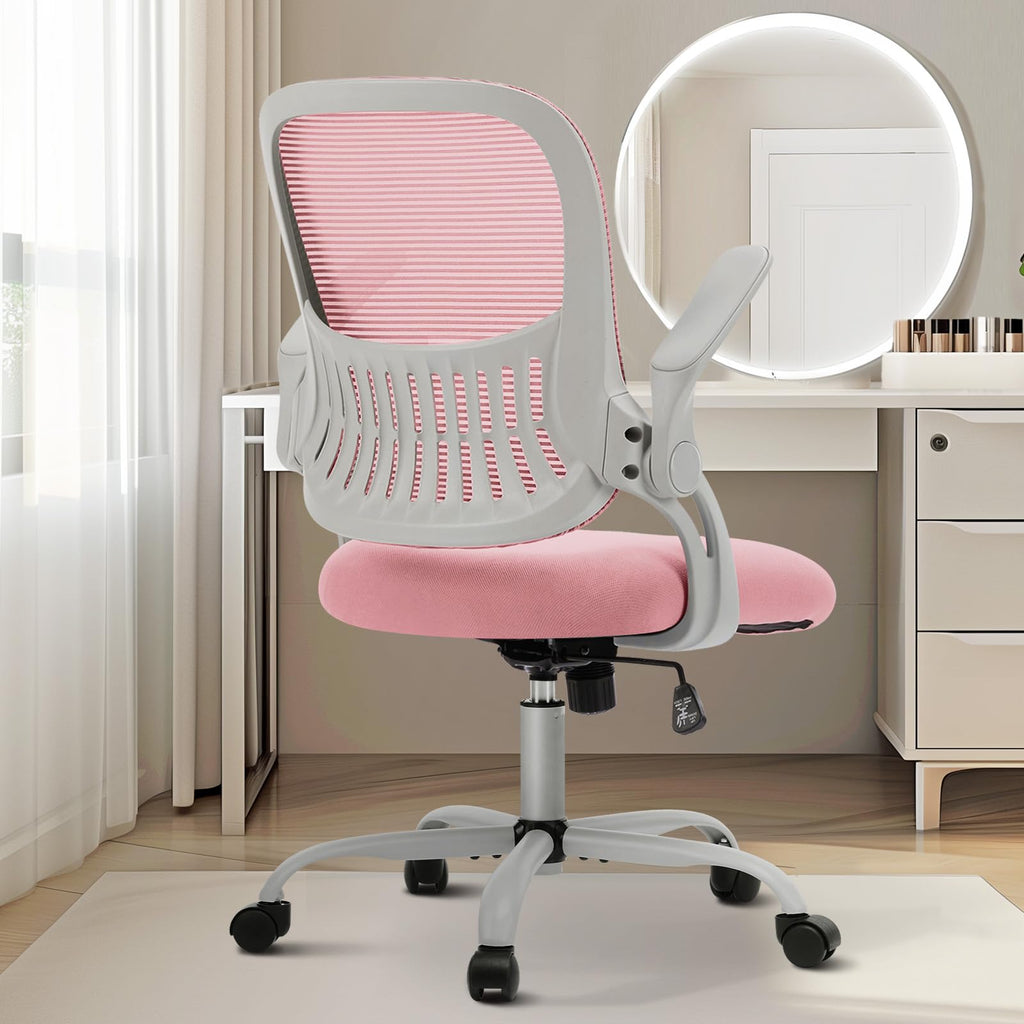 Sweetcrispy Home Office Managerial Executive Chair, Ergonomic Mesh Adjustable Swivel Mid-back Computer Desk Chair with Comfortable Lumbar