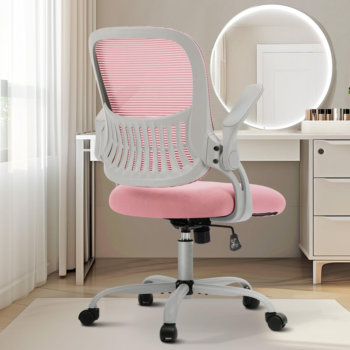 Sweetcrispy Home Office Managerial Executive Chair, Ergonomic Mesh Adjustable Swivel Mid-back Computer Desk Chair with Comfortable Lumbar