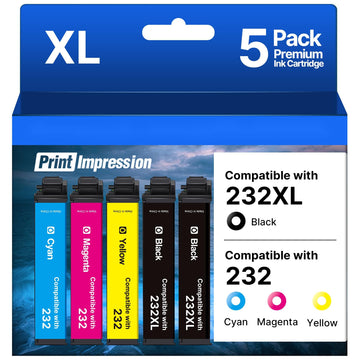 Remanufactured Replacement for 232XL Ink Cartridges Combo Pack Replacement for Epson 232 Ink Cartridge High Yield Work for Epson XP-4205 XP-4200 Workforce WF-2930 WF-2950 Printer, 5 Pack-BCMY