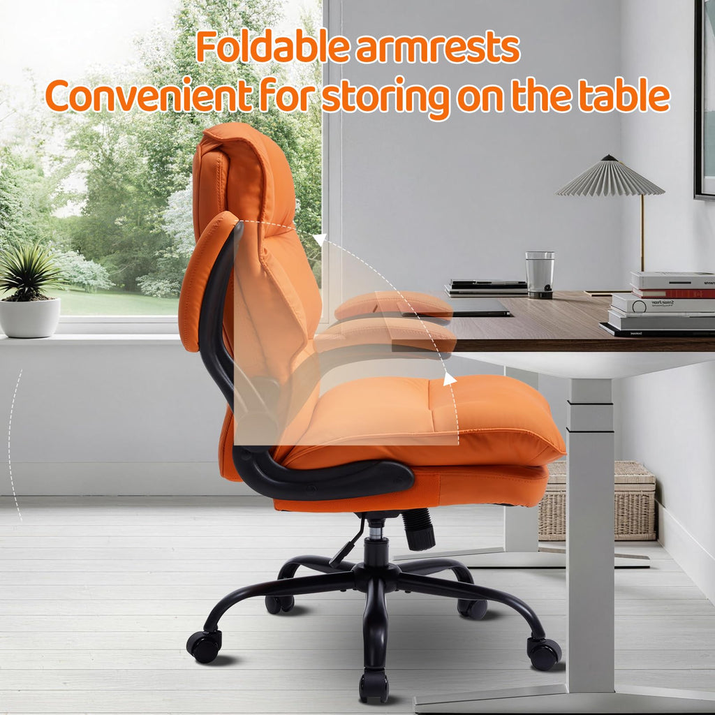 Comfy Office Chair Soft and Double Cushioned Ergonomic Computer Desk Chair, Orange