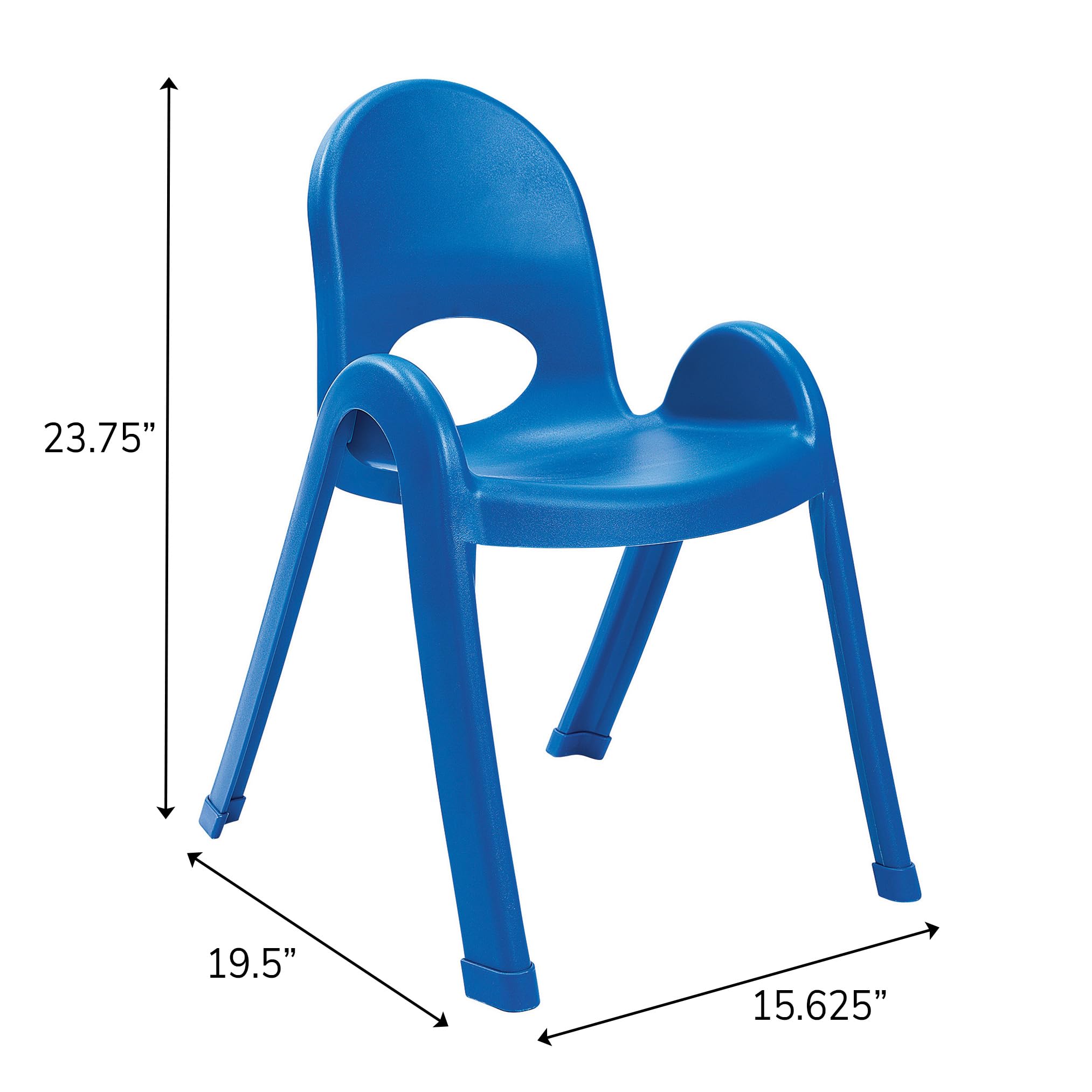 Children’s Factory Value Stack 13" Child Chair, Royal Blue, 2 Pack, Stackable Ergonomic Seating Solution for Classrooms and Homeschools