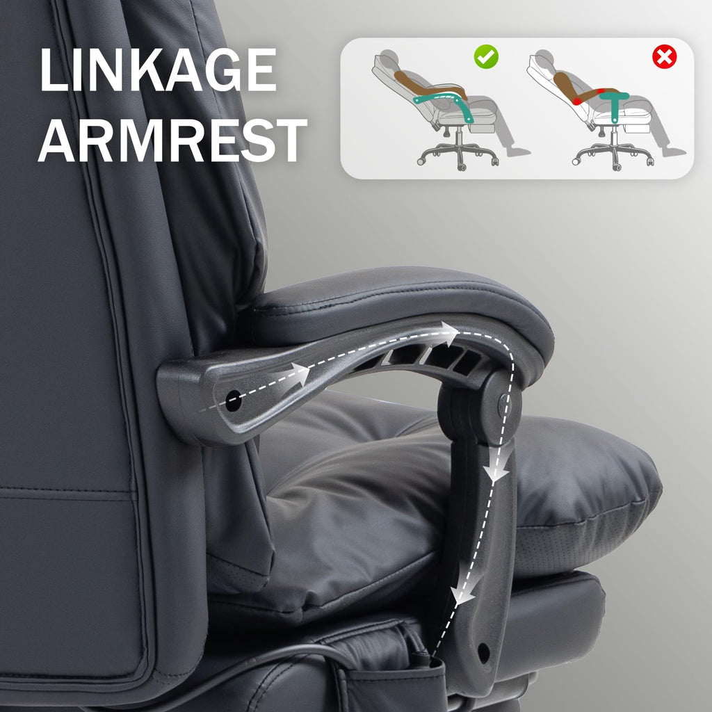 Anjieacen Massage Office Chair with Footrest 155° Recline High Back Office Chair with Footrest & 6-point Vibration, Comfy Computer Chair for