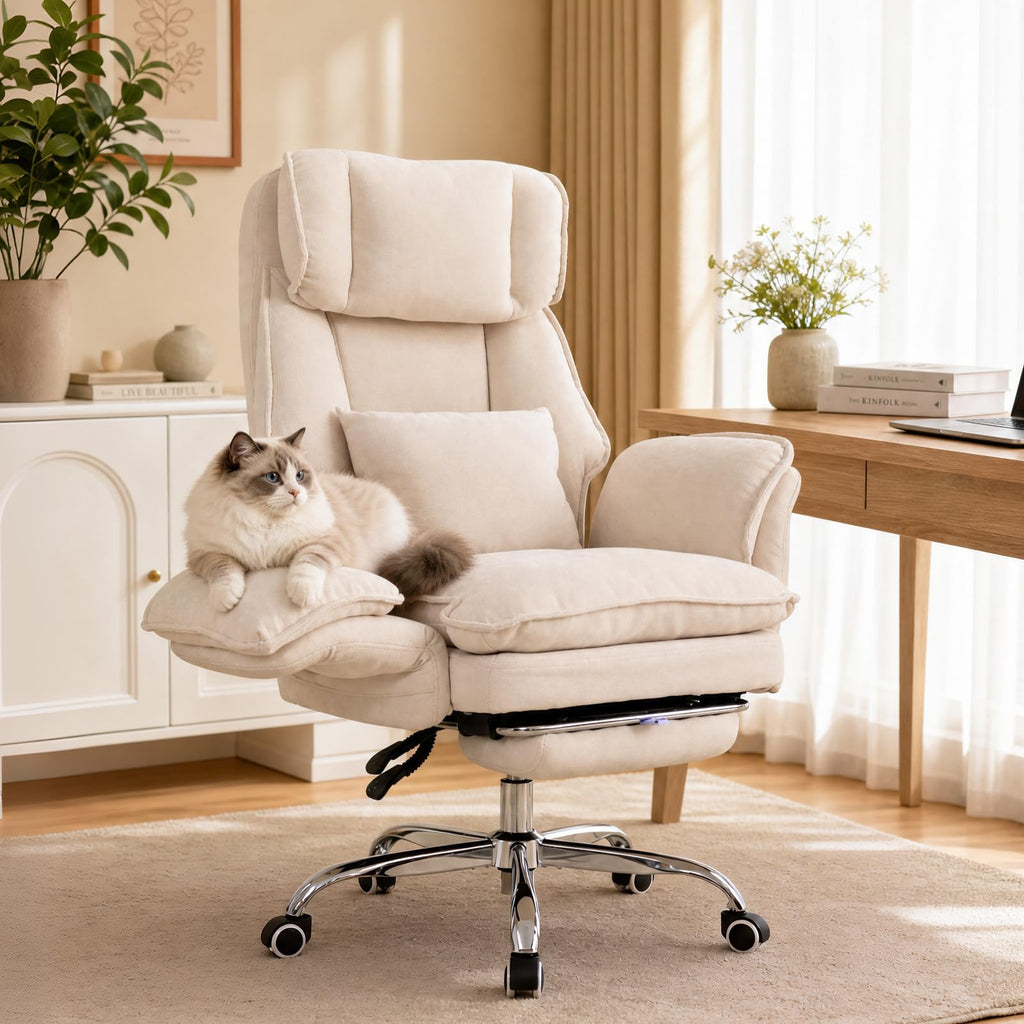 Bowthy Office Chair with Flip Armrests & Foot Rest,criss Cross Legged Home Office Desk Chair with Pet Seat,ergonomic Reclining Computer Gaming