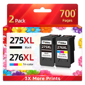 275XL 276XL Ink Cartridges Replacement for Canon Ink 275 276 XL pg-275 cl-276(Black and Color 2-Pack) Compatible for TS3520 TR4720 TS3522 TS3500 TR4700 TR4722 TS3700 TS3722 Printers