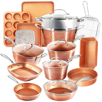 Gotham Steel Hammered 20Pc Pots and Pans Set Non Stick Ceramic Cookware Set