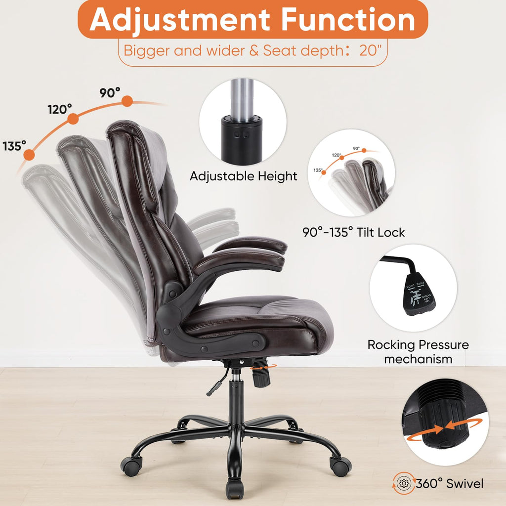 Sweetcrispy Heavy Duty Office Chair, Gaming Desk Chair 2 Pack, 21.66"D x 21.87"W x 44.5"H, Dark Brown