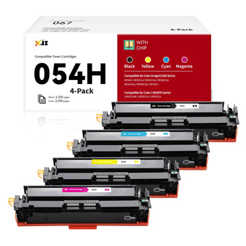 XJI 054H High Capacity Compatible Toner Cartridges Replacement for Canon 054 H, for Color imageCLASS MF641CW MF642Cdw MF644Cdw LBP622Cdw Laser Printer Ink(4 Pack, Black Cyan Magenta Yellow)