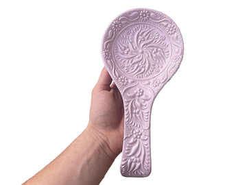 Lilac Color Spoon Rest, Ceramic Kitchen Utensil Holder, Turkish Ceramic Tray, Stoneware Ladle & Stove Rest, Spoon Rest for Mother's Day Gift