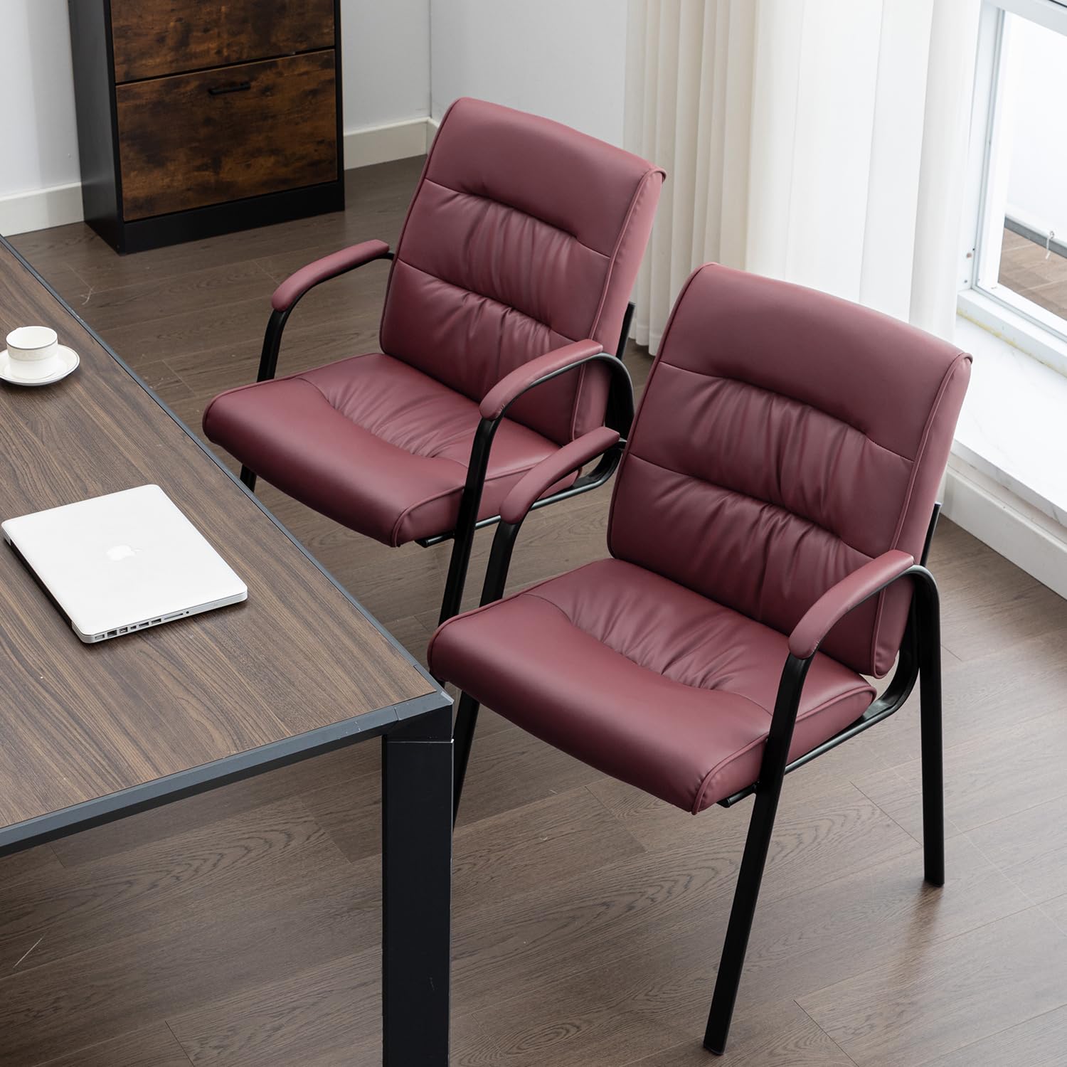 Boiskom Office Guest Reception Chair Set of 6, Conference Room Chairs Waiting Room Chairs 6 Pack, Modern Leather Office Desk Chair No Wheels.
