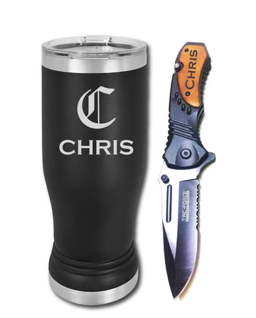 PWEngraving Groomsmen Tumbler Knife Gift Set | Personalized Groomsman Gift Sets | Custom Engraved Tumbler Set | Best Man Gift | Mens Gift | Boyfriend Gift | Brother Gift | Husband Gift | Father Gift