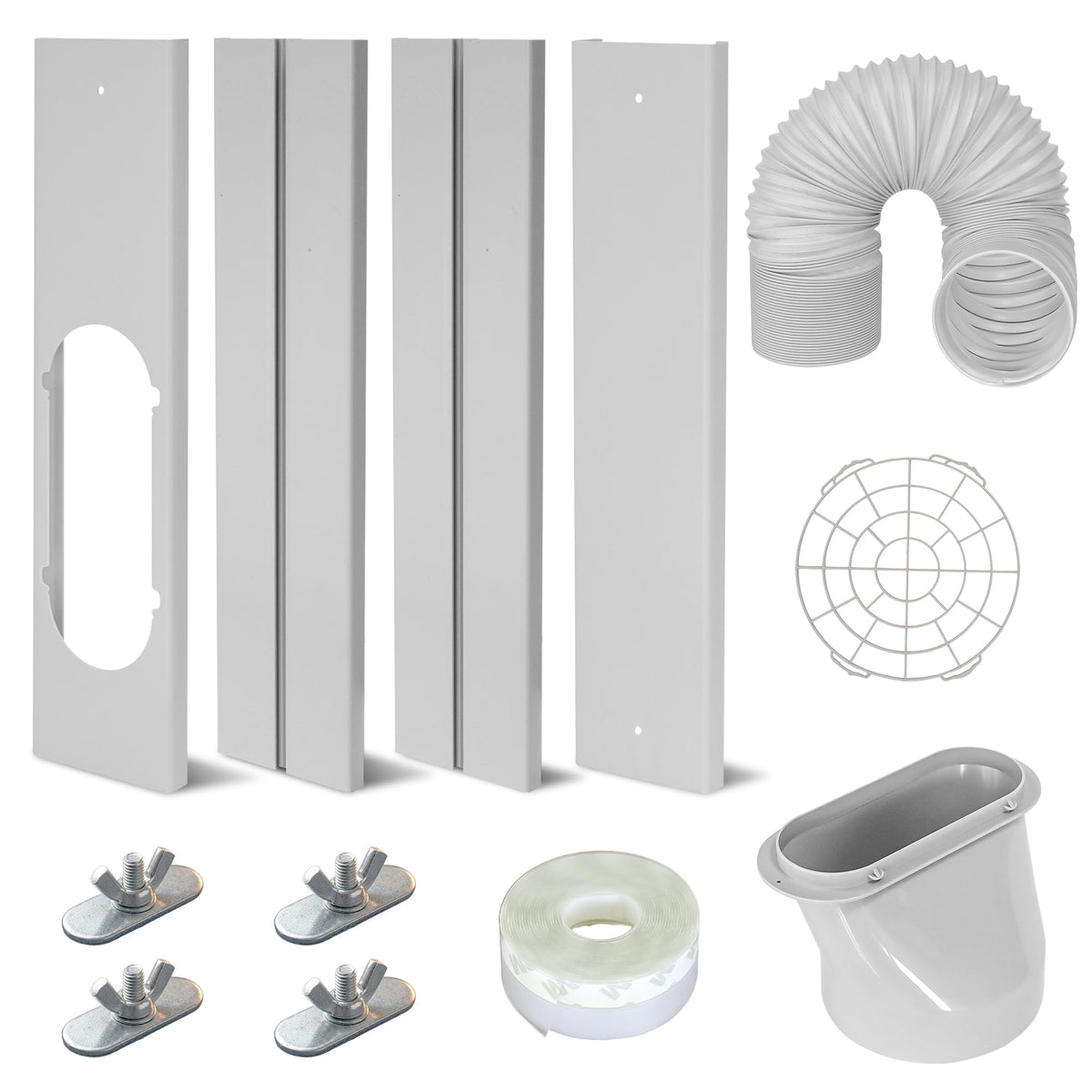 Portable Ac Window Vent Kit,Adjustable Air Conditioner Window Seal Kit with 5.9 Inch Diameter 59" Length Ac Exhaust Hose for Vertical/Horizontal Window