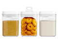 Felli Flip Tite Storage Container with Built-In Spoon & Airtight Lid 5” Large-M Ring Flip Top, Stackable Acrylic Canister for Sugar Flour Powder, Kitchen Pantry Organizer (1.8qt), 2 spoons