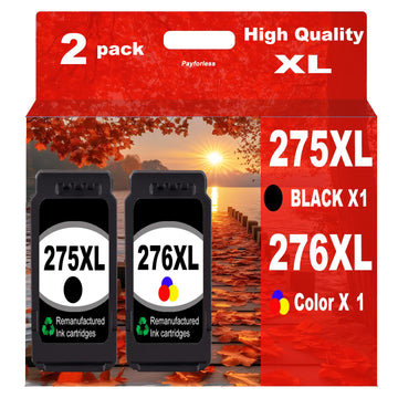 275XL 276XL Replacement for Canon 275 and 276 Ink Cartridges Combo Pack PG275XL CL276XL for PIXMA TR4720 TS3522 TS3500 TR4700 TR4722 TS3720 Printer Ink (Black Color,2-Pack)