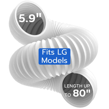 80" Flexible AC Exhaust Hose, 5.9" Diameter Counterclockwise AC Hose, Length up to 80", Portable Air Conditioner Vent Hose Compatible with Delonghi & LG Air Conditioner Parts