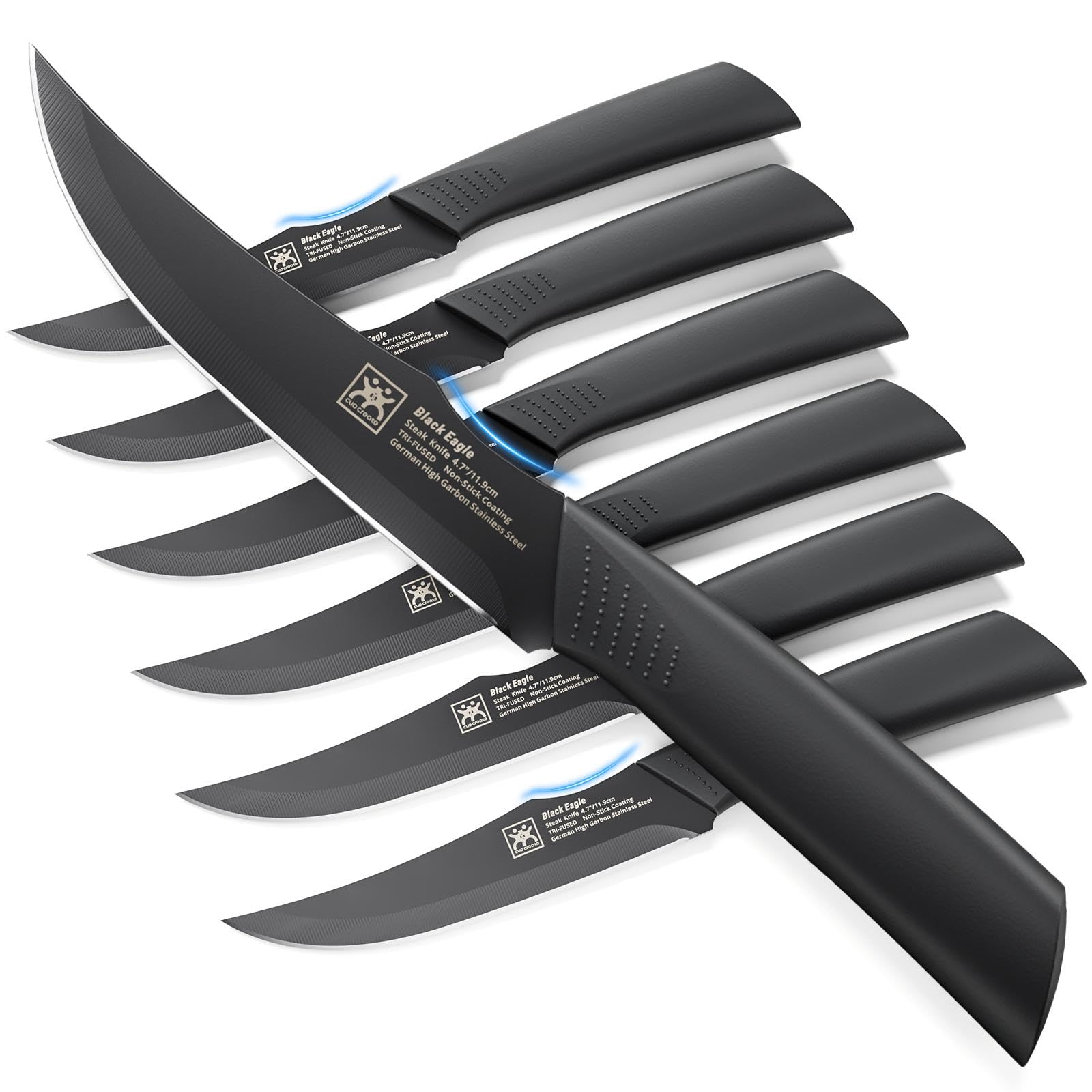 Steak Knives Set of 6, 4.7 Inch Dishwasher Safe Non-Serrated Table Knives, Ultra Sharp for Precise Cutting, Non-Stick Blade & Rust Proof, Easy to Maintain Ideal for Home Restaurant Party