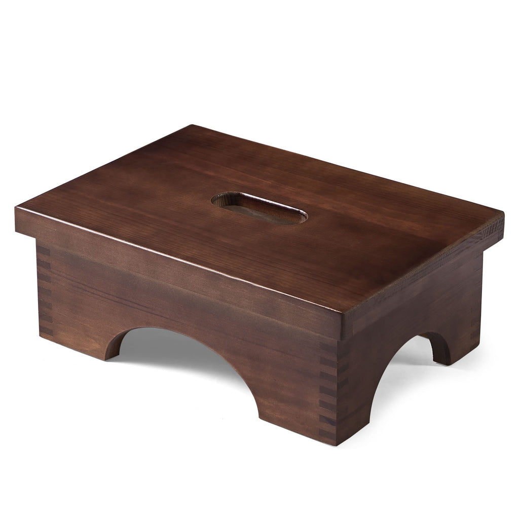 Ecrocy Wooden Step Stools for Adults for Bed, Pre-assembled, Dark Walnut