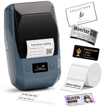 NIIMBOT M2 Label Maker with Tape 2Inch Thermal Transfer Support Color Ribbon Printing Bluetooth Sticker Printer for Office Small Business School Home Cable Storage, Compatible with Phones & PC, Blue