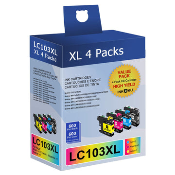 LC103 XL Compatible for Brother LC103 Ink Cartridges LC101 Work with Brother MFC-J870DW MFC-J450DW MFC-J6920DW MFC-J6520DW Printer (Black Cyan Magenta Yellow, 4 Pack)