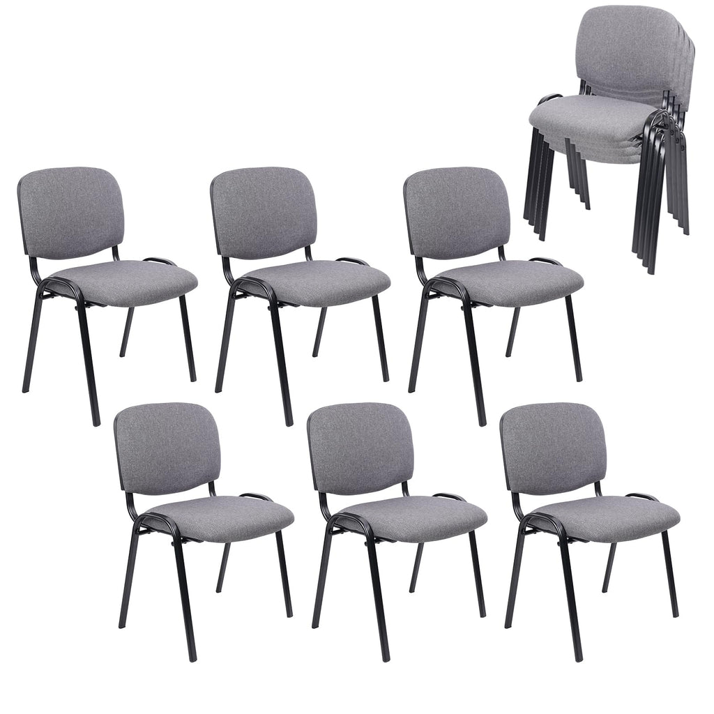 Clatina Set of 10 Stackable Waiting Room Chairs, Armless No Wheels Reception Chair with Upholstered Seat, Guest Chairs for Conference,