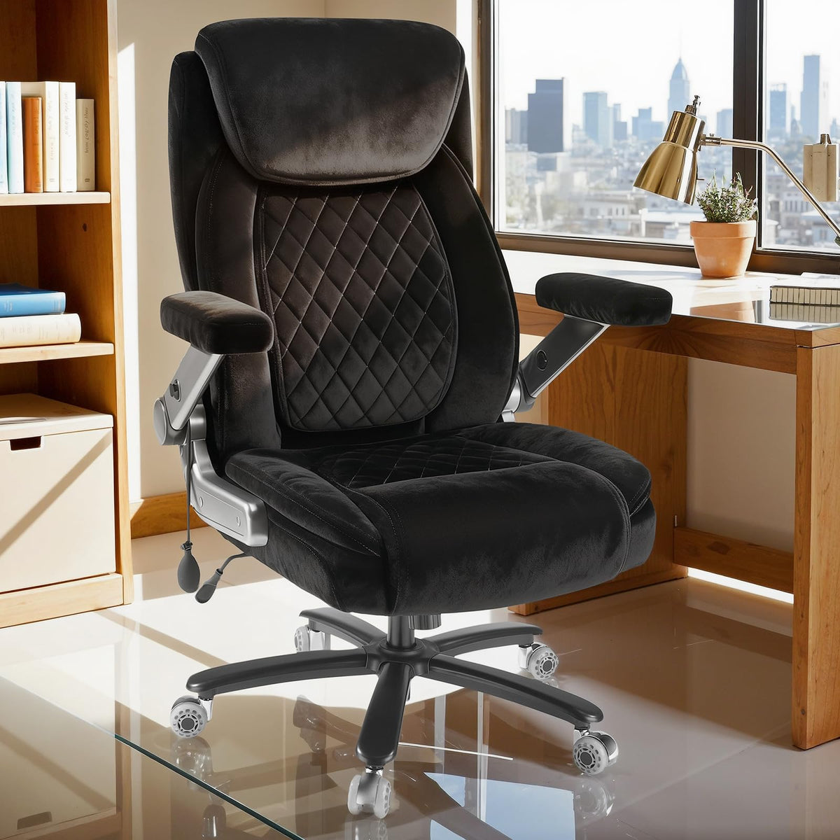 Indulgear 600lbs Reclining Heavy Duty Office Chair with 5d Flip Arms, Big and Tall Office Chair with Pocket Spring Cushion, Large High Back