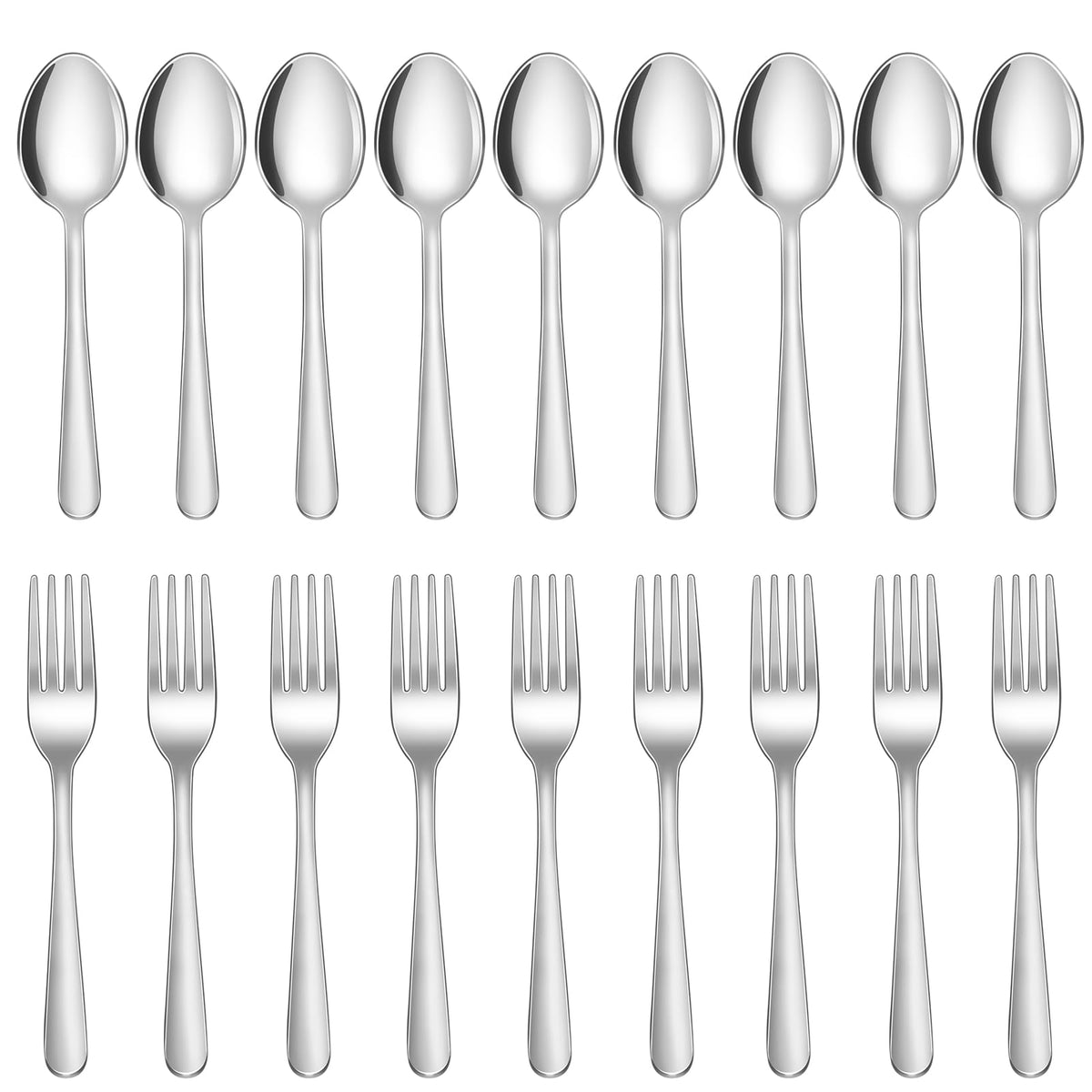 24-Piece Forks and Spoons Silverware Set,Spoons and Forks Food Grade Stainless Steel Flatware Cutlery Set for Home,Kitchen and Restaurant,Mirror Polished & Dishwasher Safe