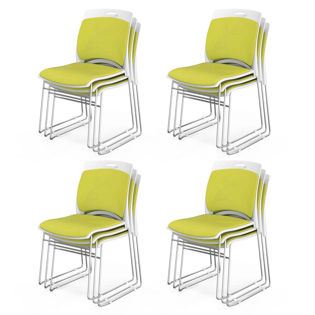 Vingli Stackable Plastic Mesh Padded Chairs for Office Set of 12, Green, 12 Pack