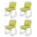 Vingli Stackable Plastic Mesh Padded Chairs for Office Set of 12, Green, 12 Pack