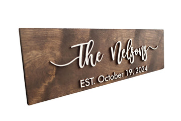 Personalized Family Name Sign. Custom Wood Wall Decor. Personalized Wedding Gift Sign With Last Name. Wedding or Bridal Shower Gift. Laser Swoosh