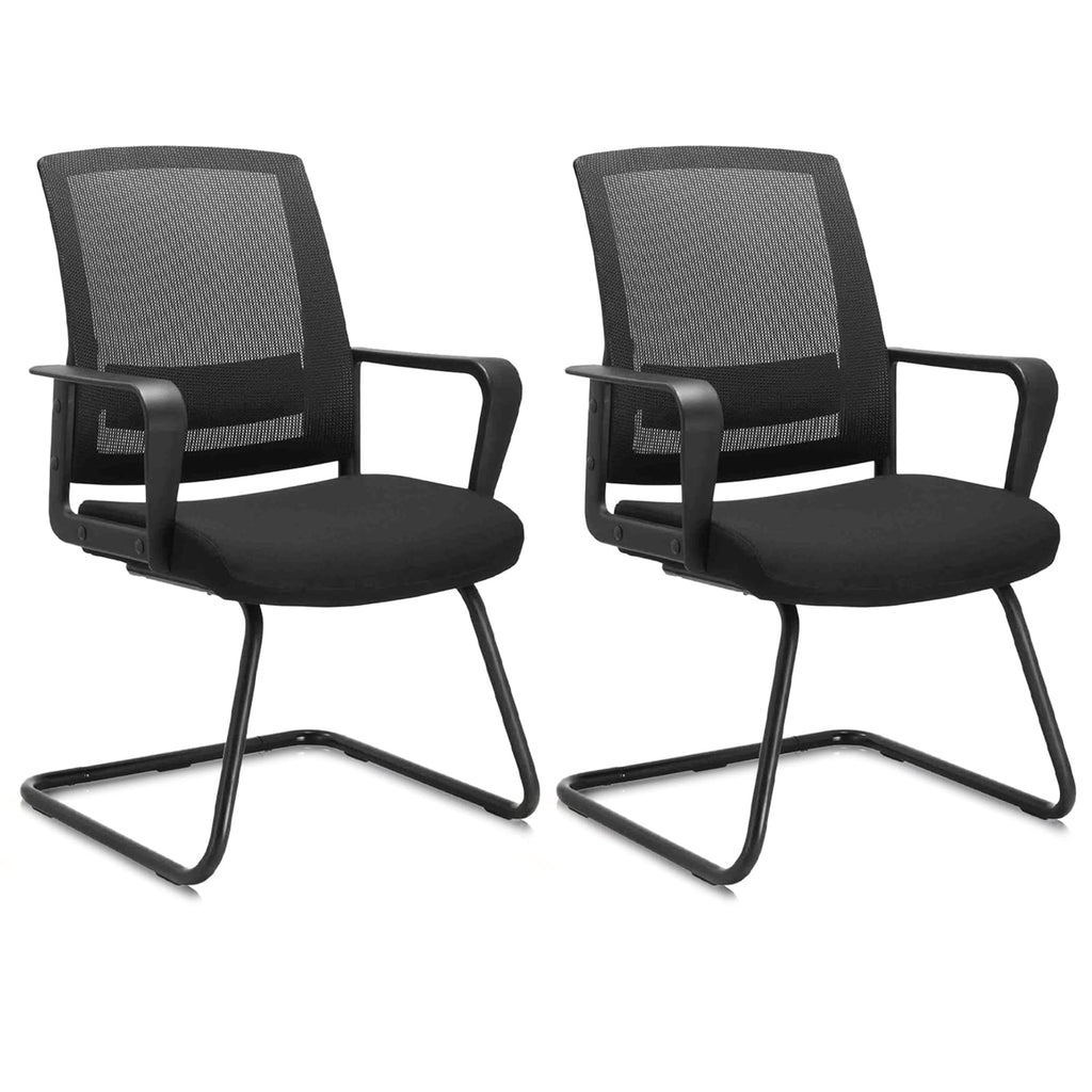 Clatina Office Guest Chair with Lumbar Support and Mid Back Mesh Space Air Grid Series for Reception Conference Room 2 Pack, Black