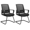 Clatina Office Guest Chair with Lumbar Support and Mid Back Mesh Space Air Grid Series for Reception Conference Room 2 Pack, Black