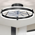 19.7" Low Profile Bladeless Ceiling Fan withLights & Remote -Flush Mount Fandelier LightFan for Bedroom/Kitchen, 3000-6000KDimmable LED, 6-Speed Modern Fan withLights for Home/Office