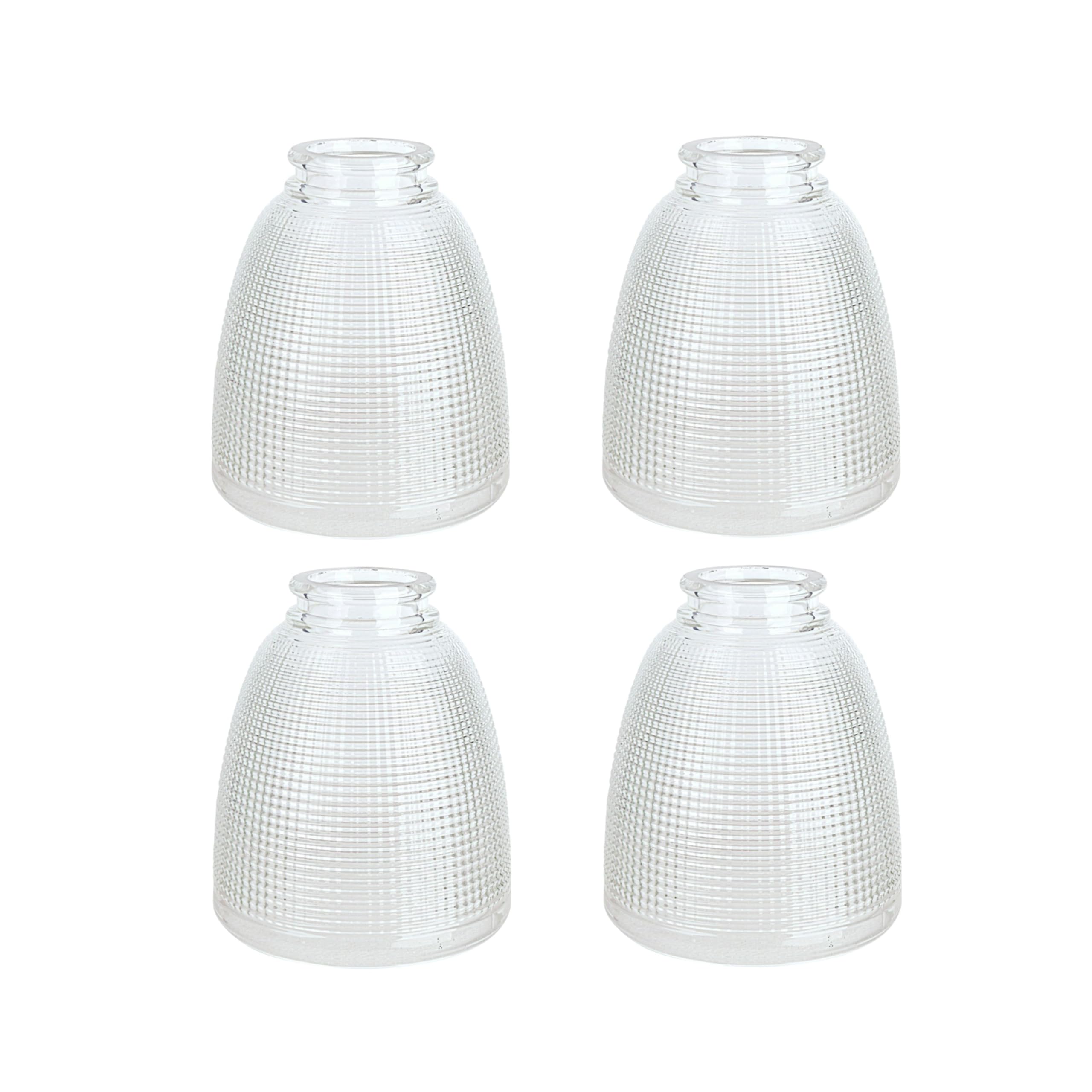Aspen Creative 23111-4 Contemporary Style Replacement Clear with Grid Pattern Glass Shade, 2-1/8" Fitter Size, 5-1/8" high x 4-1/2" diameter, 4 Pack