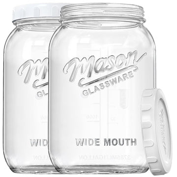 Dwbligt 2 Pack Wide Mouth Mason Jars with Airtight Lid and Silicone Gasket