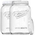 2 Pack Wide Mouth Mason Jars with Airtight Lid and Silicone Ring - 1 Gallon Large Glass Containers for Food Storage like Flour Sugar, Sun Tea, Kombucha, Refrigerator Safe Fermentation Jar