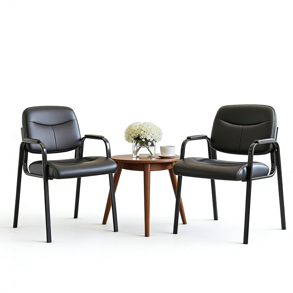 Simple Deluxe 2 Pack Stationary Guest Chairs, No Wheels Waiting Room Chairs with Padded Armrests, Reception Seating for Conference, Meeting,