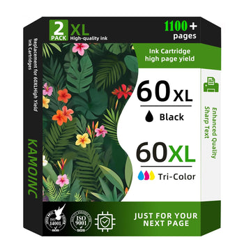 60XL Ink Cartridge Replacement for HP 60 Ink Cartridge Combo Pack 60XL Compatible for HP 60 Ink for DeskJet C4680 C4780 C4795 F4480 D2530 F4280 C4600 D1620 120 Printer (1Black/1Color)