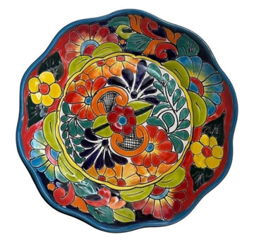 Talavera Mexican Pottery Plate 12x12” | Handmade Decorative Platter with Hanging Holes | Food Safe Dinnerware or Wall Art | Authentic Mexican Craftsmanship